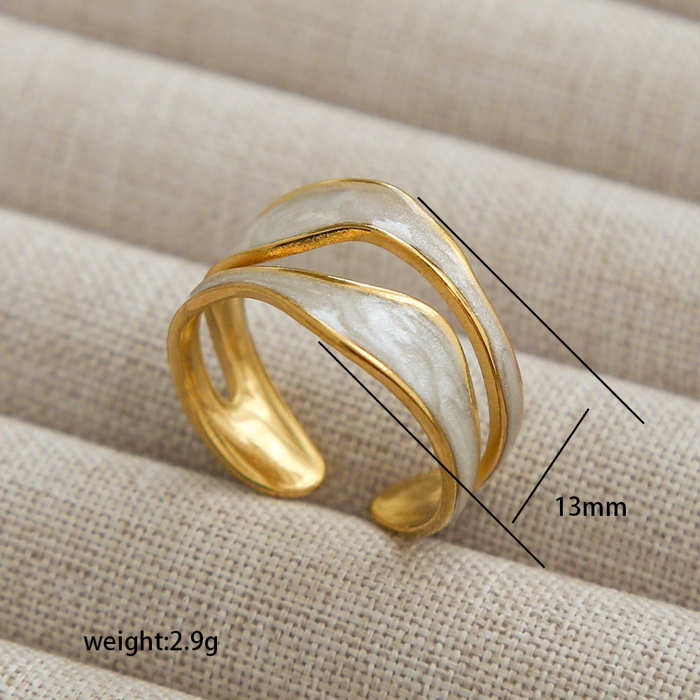 Anello Aperto Geometrico Minimalista per Donna e Uomo in Acciaio Inossidabile Placcato Oro con Motivi Floreali, Albero e Girasole