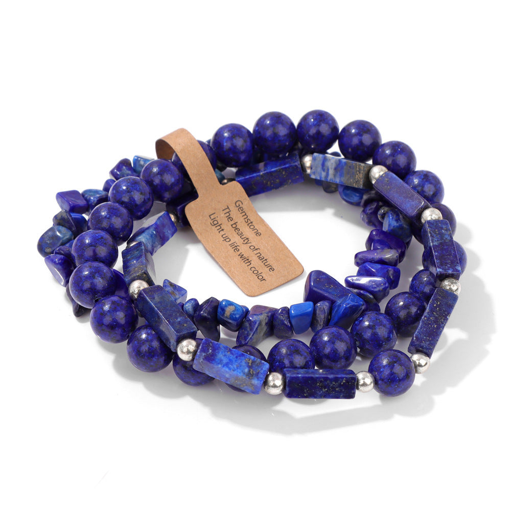 Vintage Geometric Rectangle Crystal Beaded Bracelet Set for Unisex