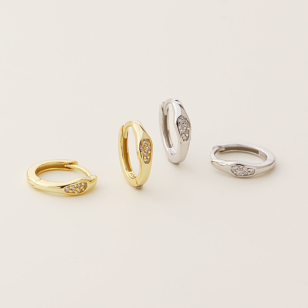 Pendientes trepadores geométricos minimalistas de plata de ley 925 con incrustaciones de diamantes de imitación para mujer