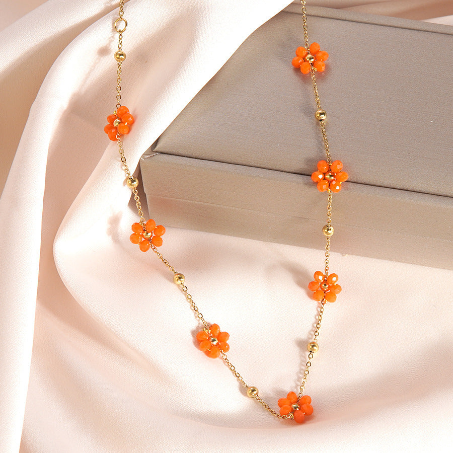 Sweet Floral Plated Stainless Steel Bracelet for Women