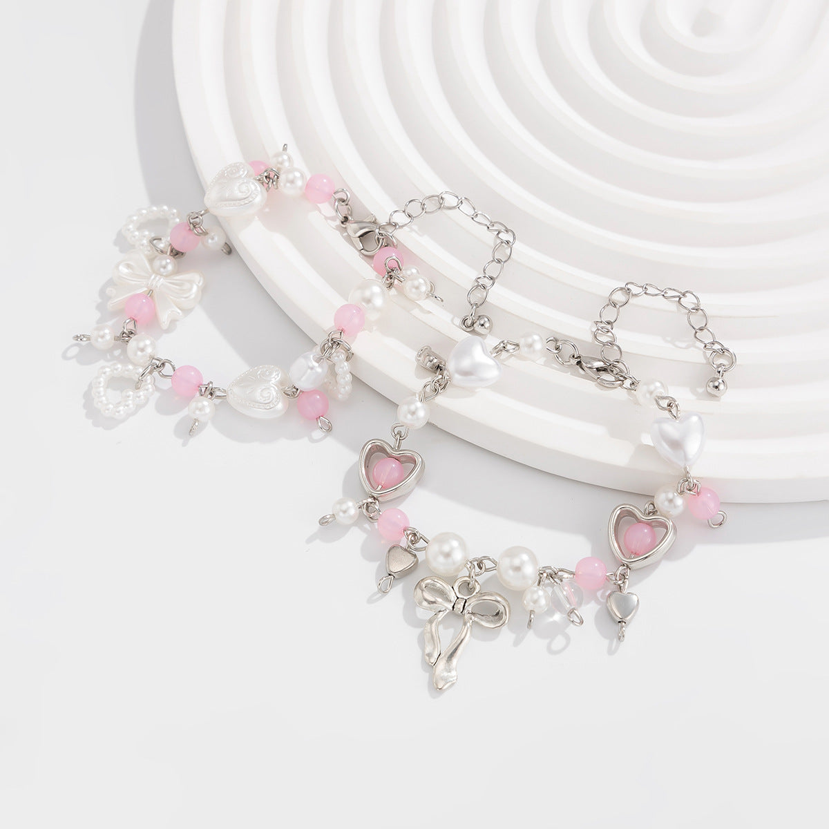 Sweet Heart and Butterfly Pearl Plated Bracelet for Women