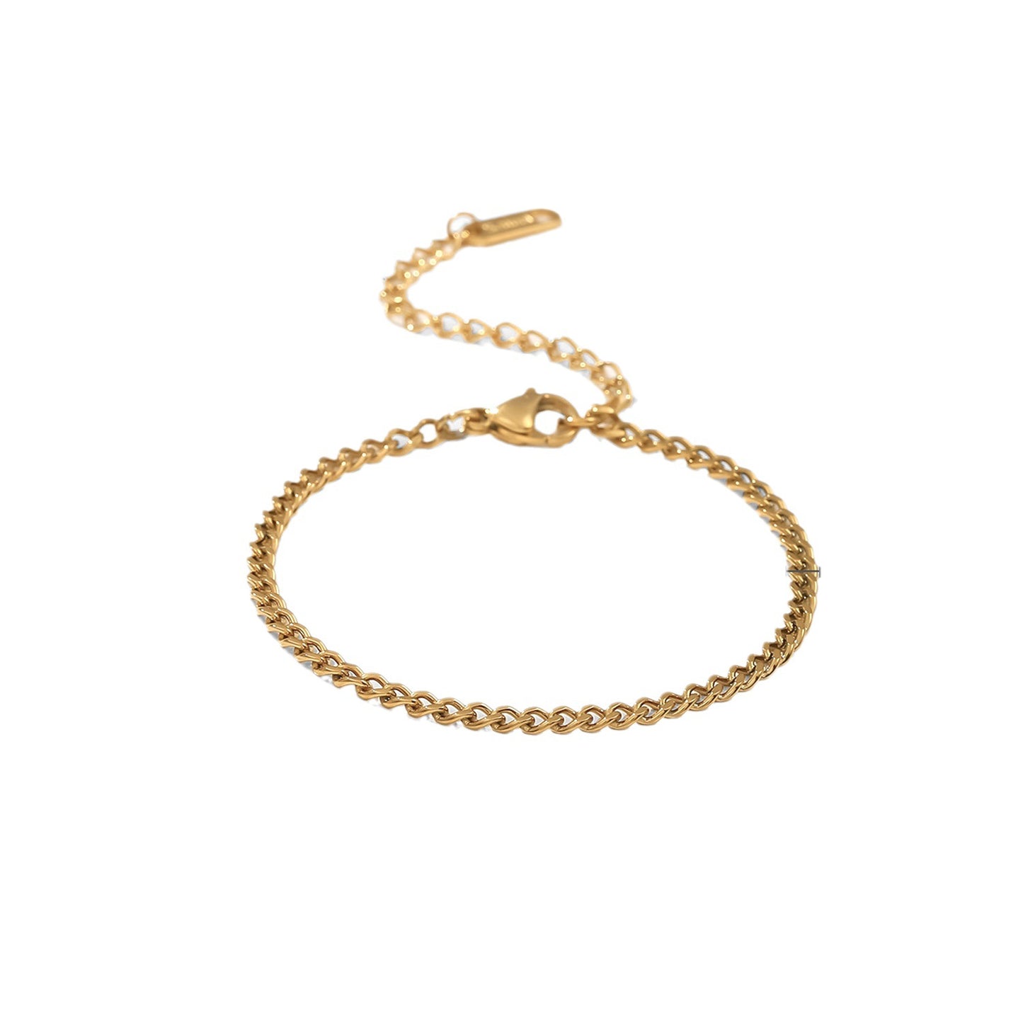 Vintage Geometric Plated Stainless Steel Cuban Link Chain Bracelet for Women