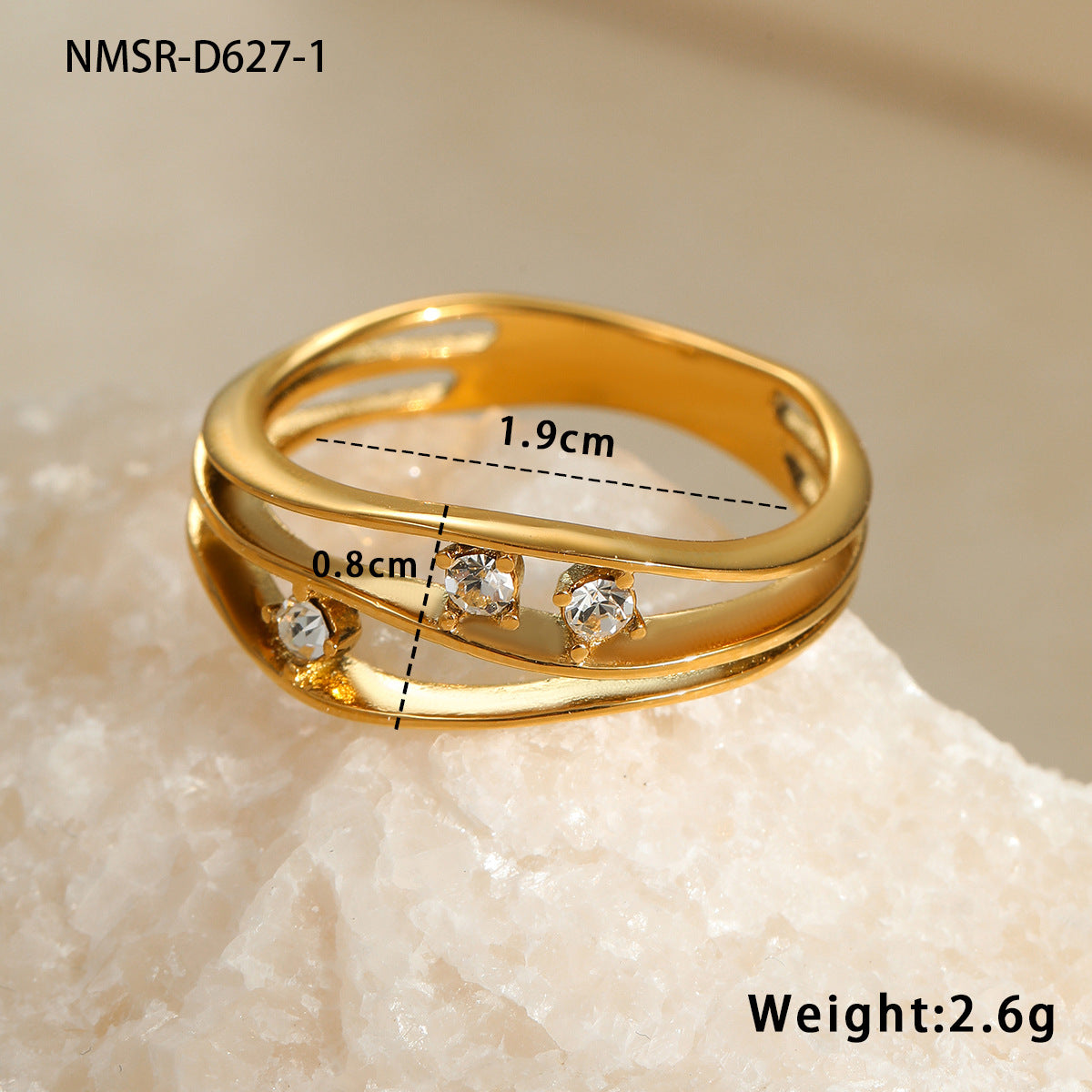 Anillo de acero inoxidable geométrico irregular minimalista con acabado chapado para joyería de moda femenina