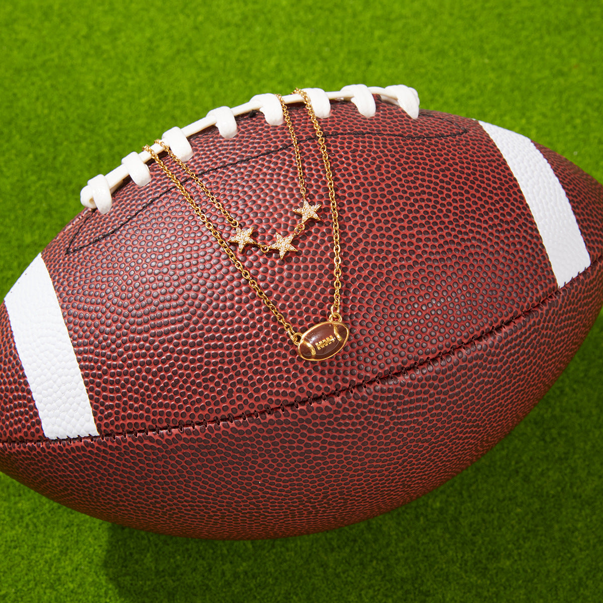 Minimalist Geometric American Football Stainless Steel PVD Plated Necklace for Women