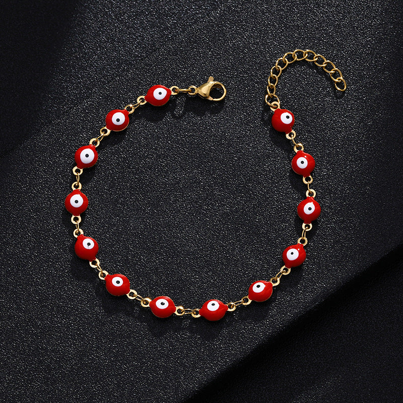 Bracciale alla moda in acciaio al titanio a forma di occhio per donna con smalto, gioielli dell'amicizia carini ed eleganti