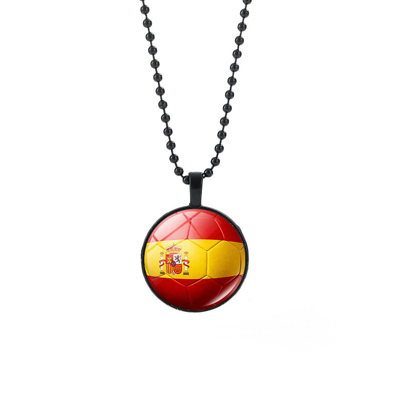 Collana Unisex Casual con Pendente Rotondo Geometrico di Cristallo e Catena a Sfera Placcata in Lega