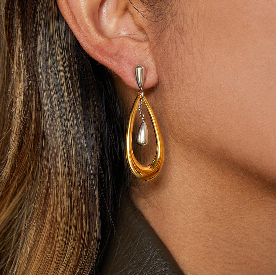 Pendientes Minimalistas Geométricos de Acero Inoxidable con Acabado Chapado para Mujer, Ligeros Hipoalergénicos con Broche