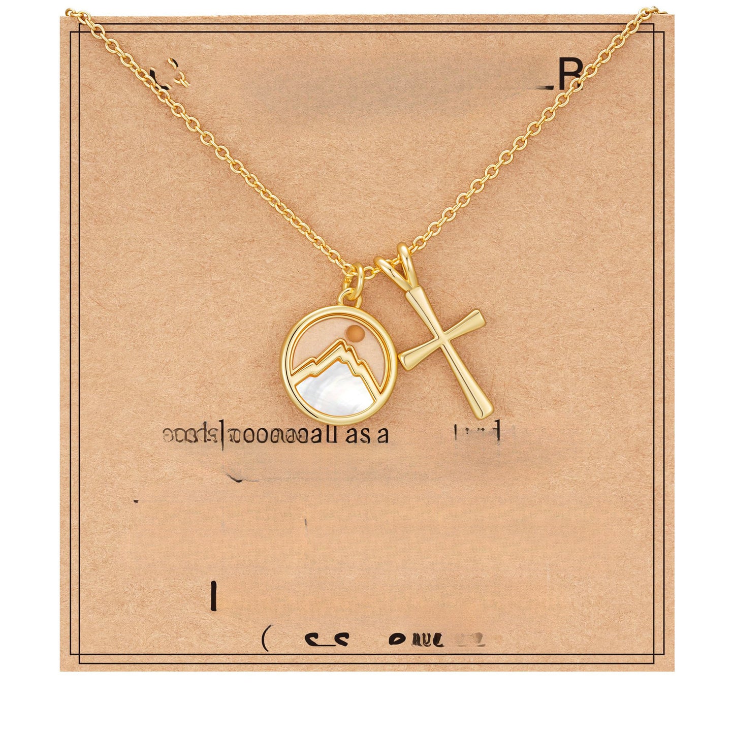 Gold Plated Stainless Steel Cross Shell Pendant Necklace Cable Chain Unisex Jewelry