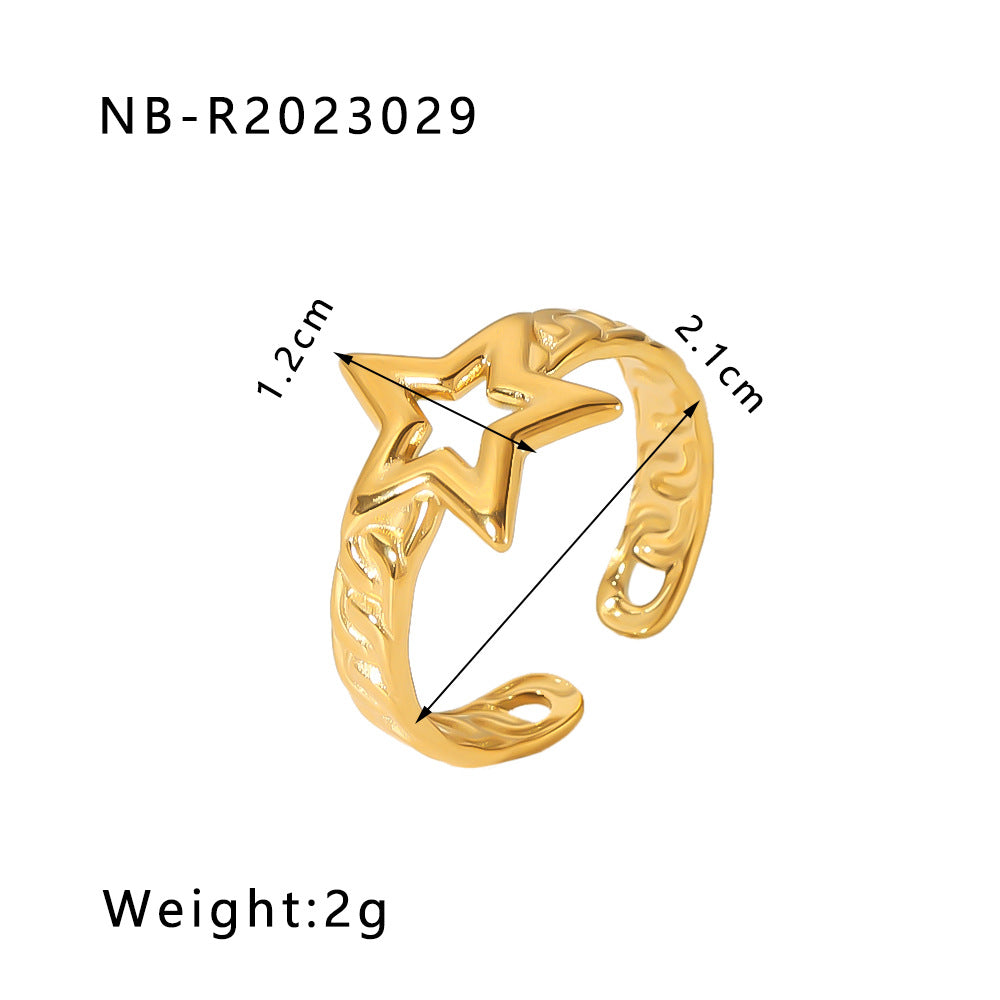 Minimalist Heart-Shaped Geometric Stainless Steel Open Ring for Women with 18K Vacuum Plating Finish