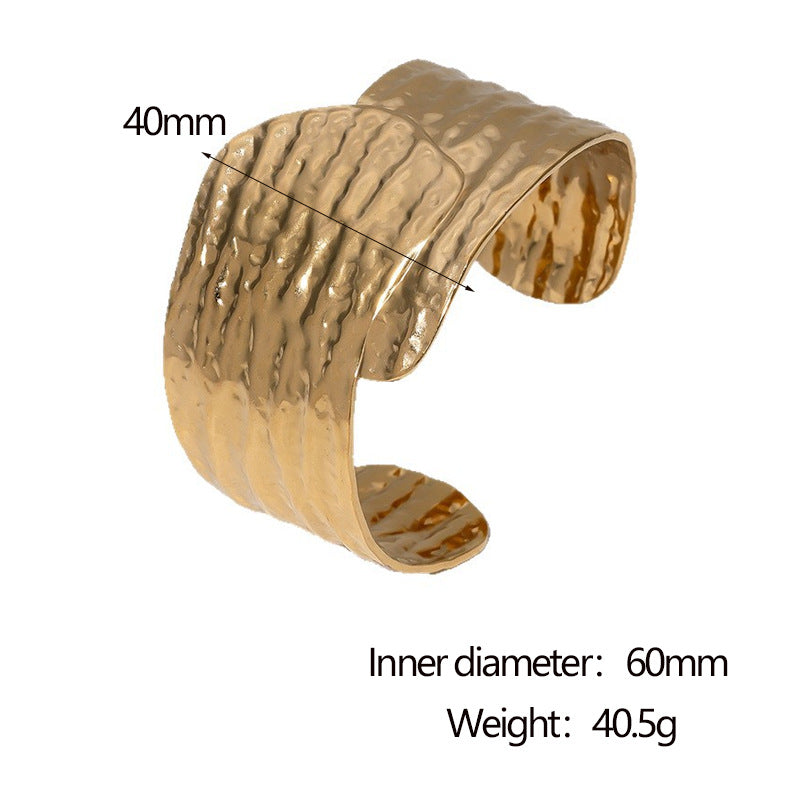 Minimalist Vintage 18K Gold Plated Stainless Steel Asymmetrical Bracelet Lightweight Fashion Jewelry
