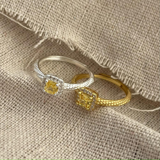 Minimalist Sweet 925 Sterling Silver Heart Geometric Striped Ring with Cubic Zirconia