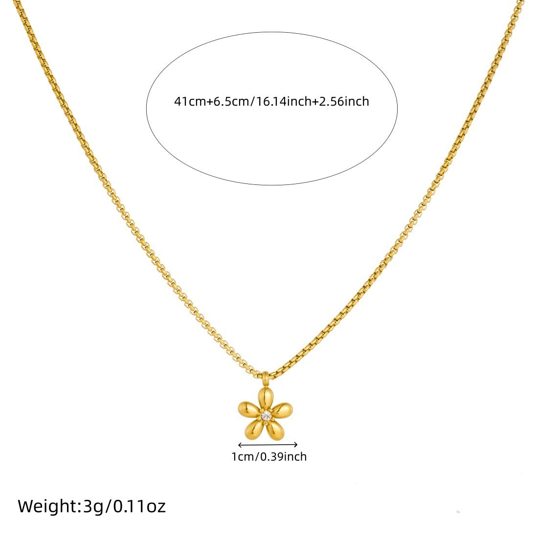 Minimalist Gold Plated Stainless Steel Floral Pendant Necklace for Women