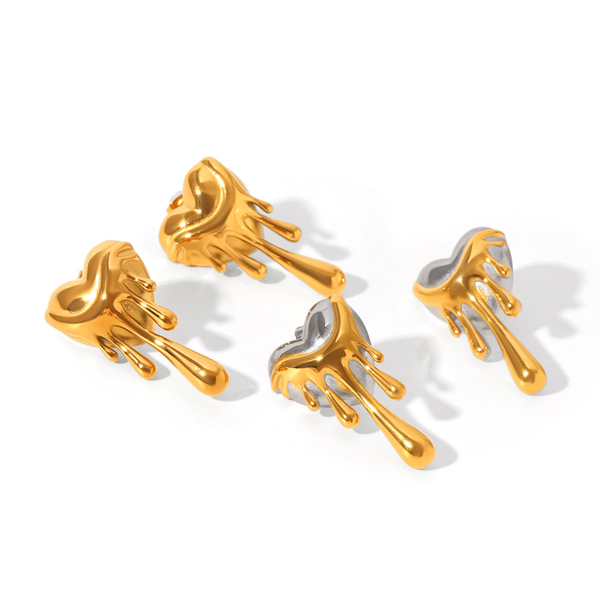 Melting Heart Shape Stainless Steel Earrings for Women with Plated Finish Inspired Minimalist Jewelry