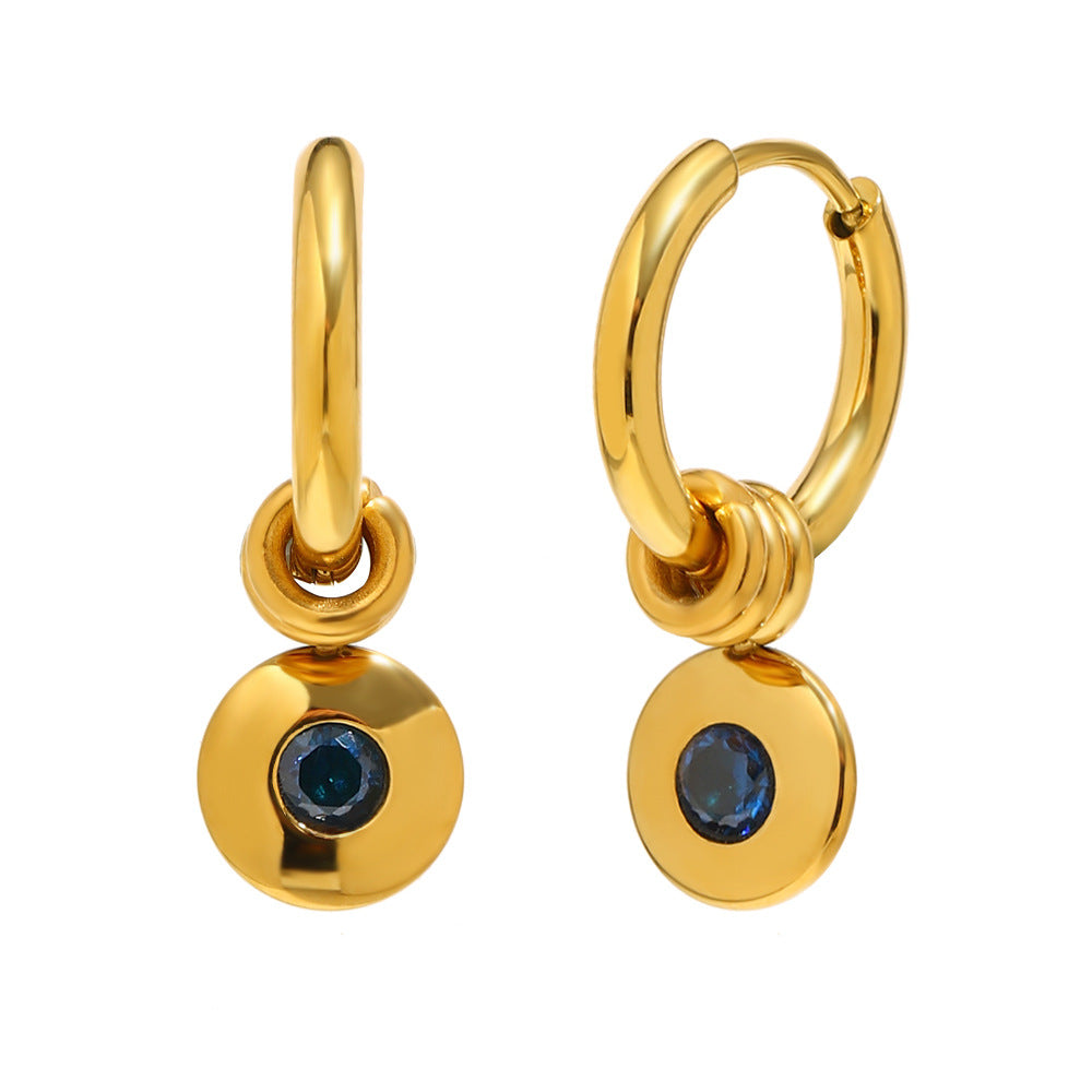 Minimalist 18K Gold Plated Stainless Steel Round Geometric Pendant Necklace for Women