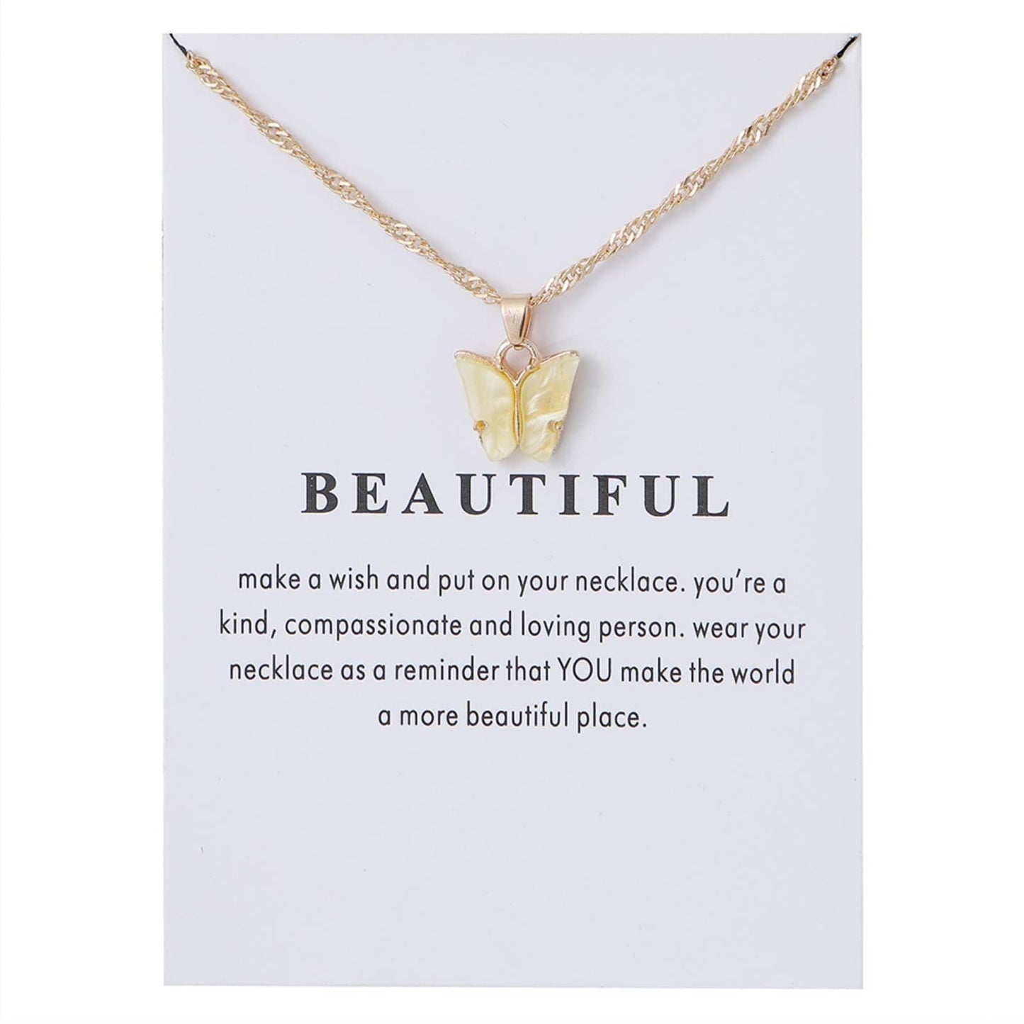 Sweet Minimalist Butterfly Acrylic Pendant Necklace for Women