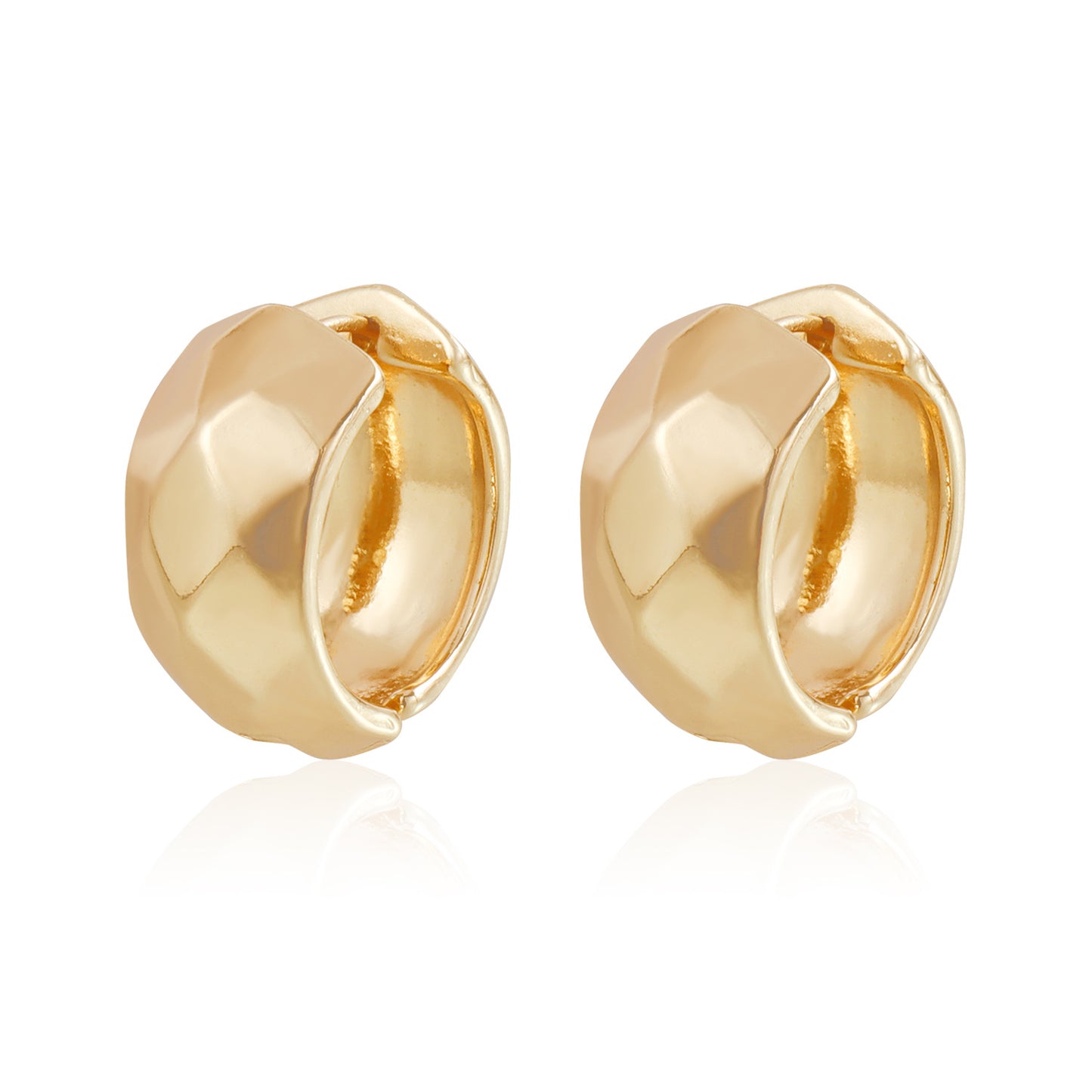 Minimalist Geometric Alloy Stud Earrings with Plated Finish for Women — Round Hexagonal Square Beveled Edges Design