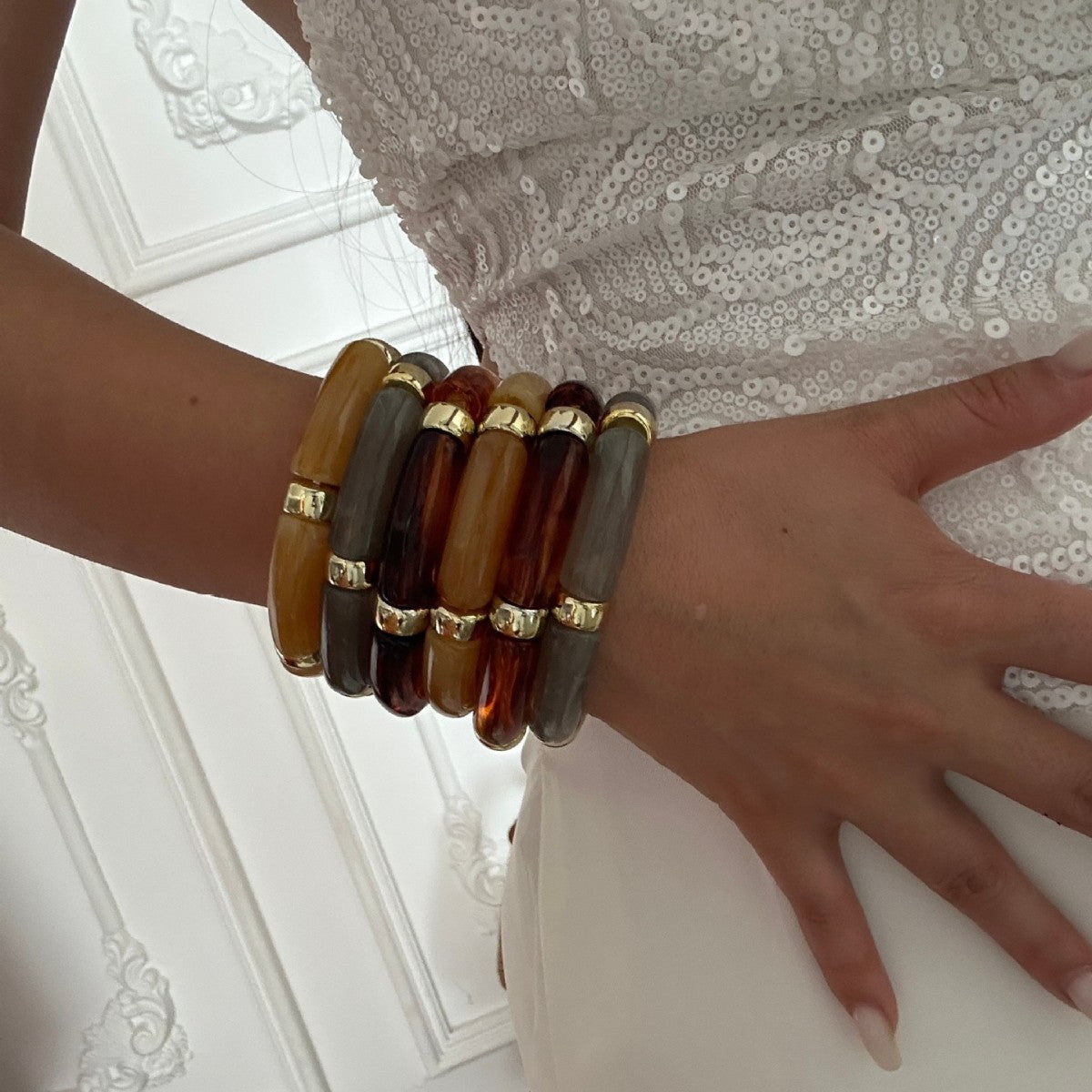 Vintage Geometric Gradient Acrylic Plated Bracelet for Women