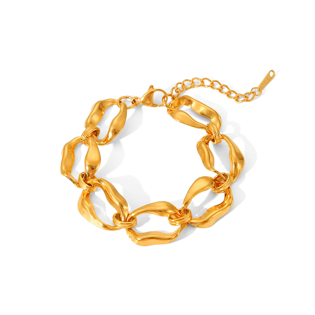 Bracciale Irregolare Geometrico in Acciaio al Titanio da Donna con Placcatura in Oro 18K Catena in Acciaio Inossidabile Stile Minimalista Instagram