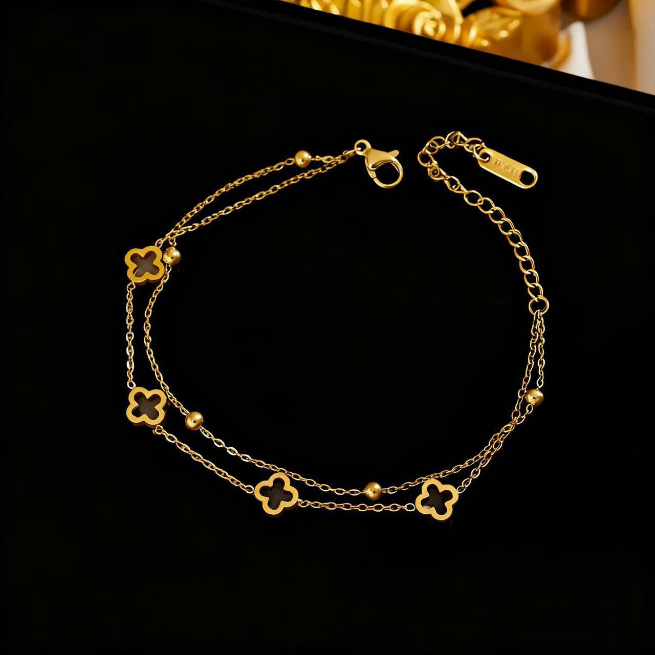 Minimalist Sweet 18K Gold Plated Titanium Steel Hollow Bracelet