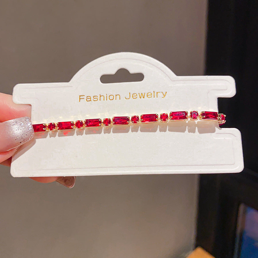 Luxury Elegant Oval Geometric 14K Gold Plated Cubic Zirconia Inlay Brass Bracelet for Women