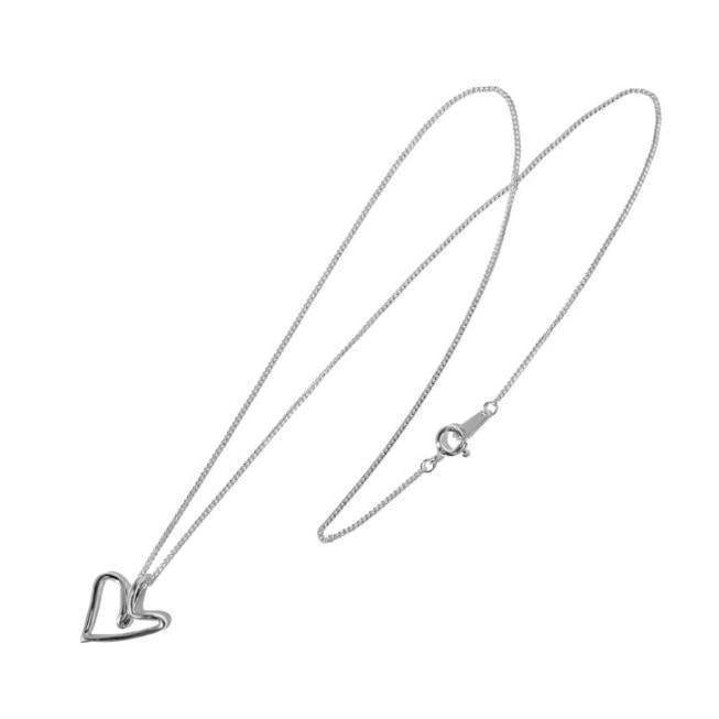 Collana Minimalista a Cuore Irregolare in Argento Sterling 925 con Pendente di Perla e Catena Intrecciata