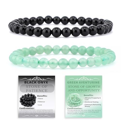 Ethnic Natural Stone Beaded Bracelet Set Round Tiger Eye Gemstone Handmade Unisex Jewelry