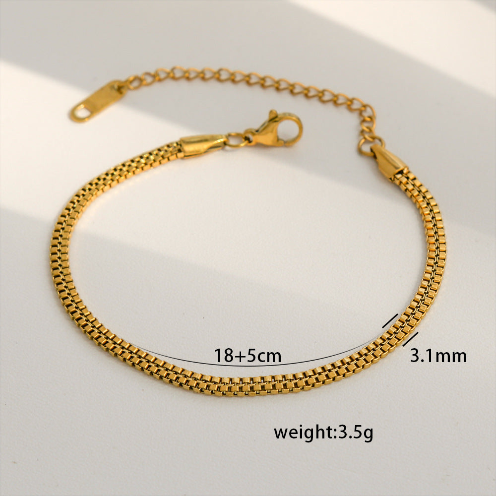 Bracciale Minimalista in Acciaio al Titanio da Donna con Placcatura in Oro 18K, Design a Catena Semplice, Set di Gioielli Versatili per Tutti i Giorni