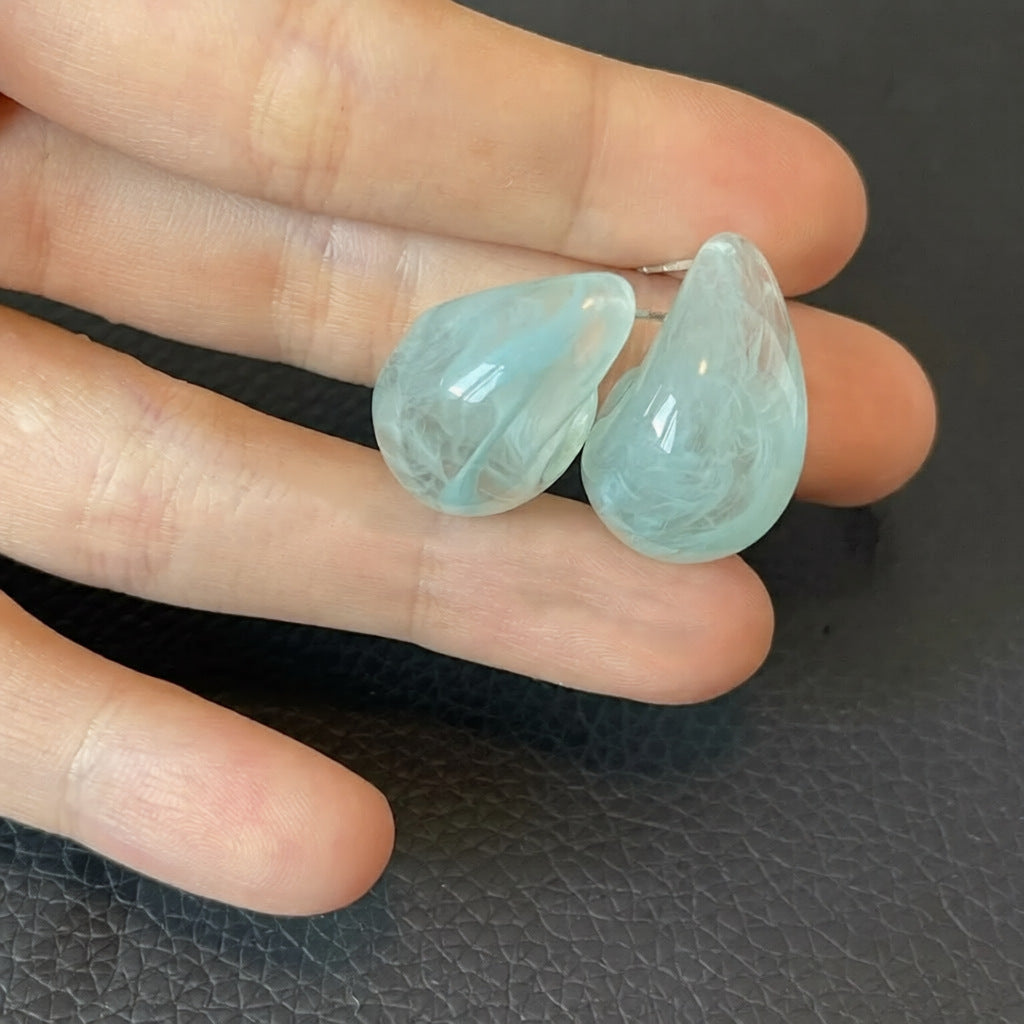 Pendientes de resina con forma de lágrima minimalistas e informales para mujer con postes de acero inoxidable