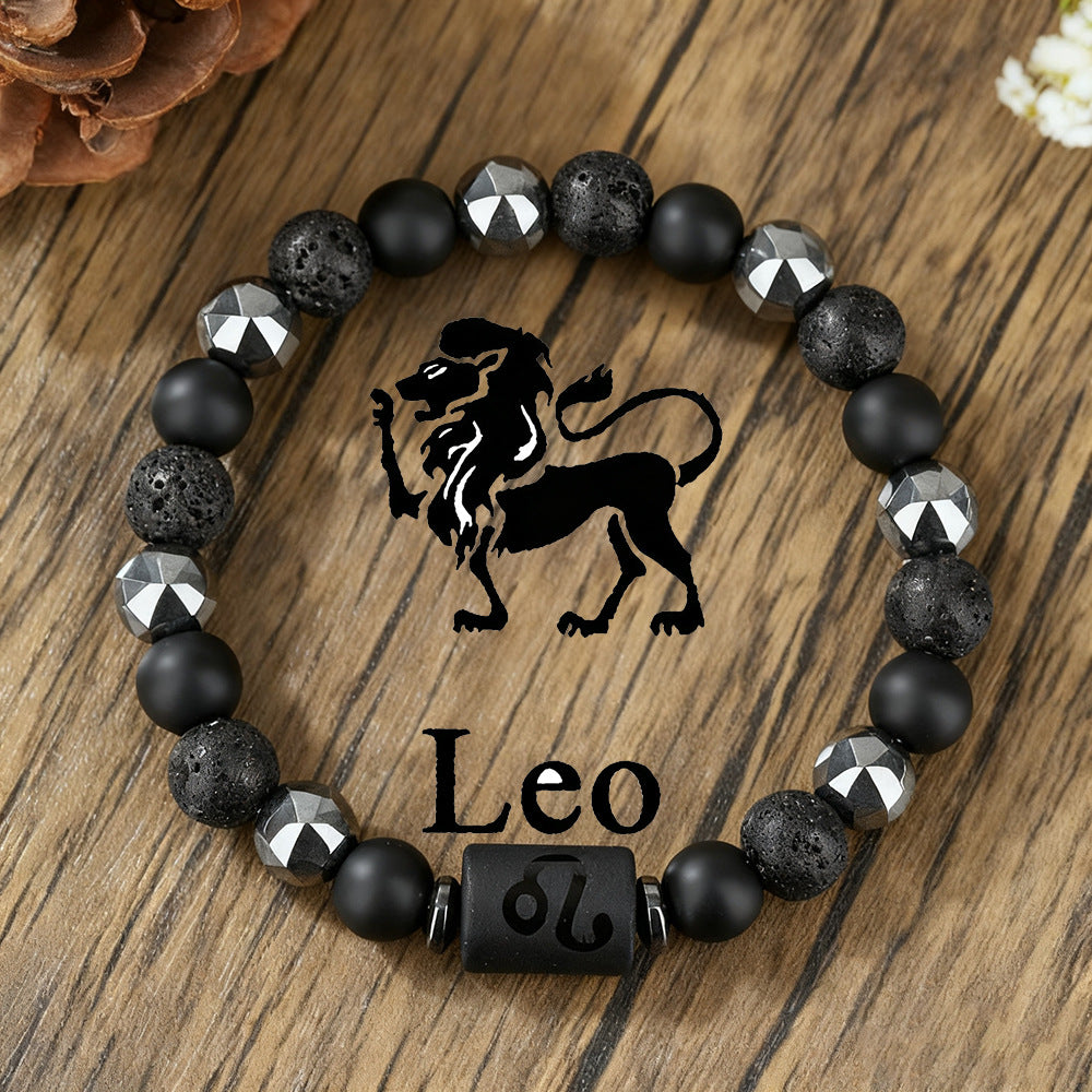 Vintage Handmade Round Volcanic Stone Beaded Bracelet Unisex