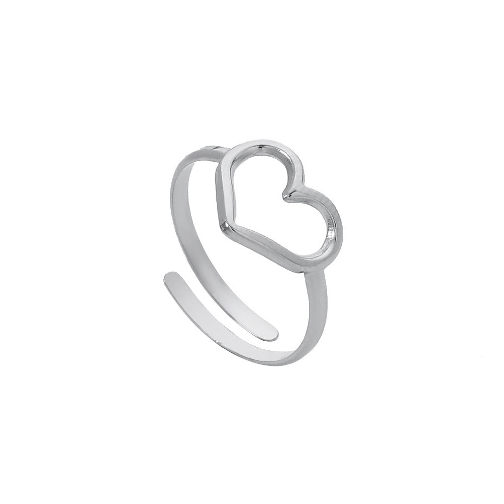 Geometric Heart Plated Titanium Steel Open Ring Unisex