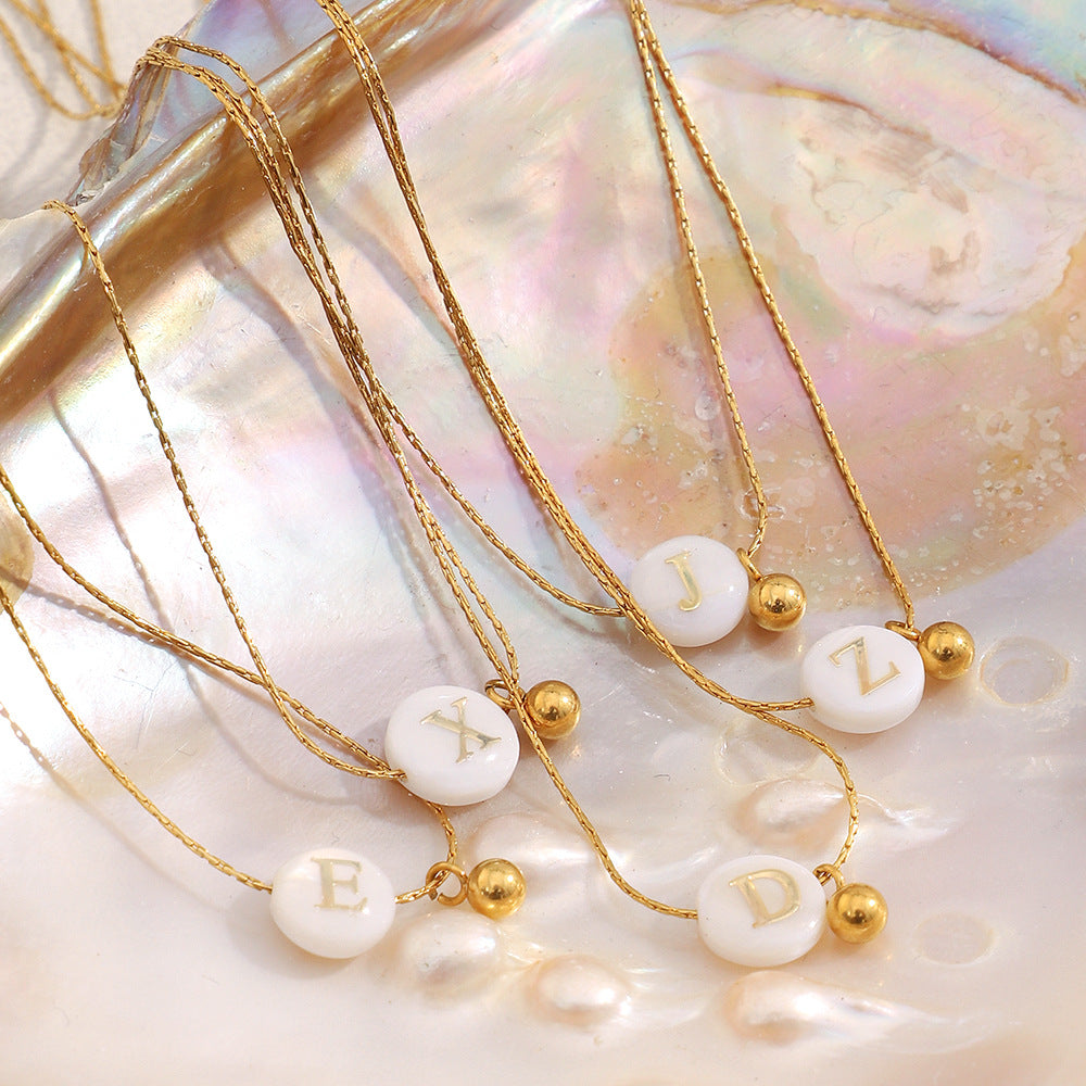 Fashionable OL Style Letter-Shaped Stainless Steel Necklace with 18K Gold Plating for Women