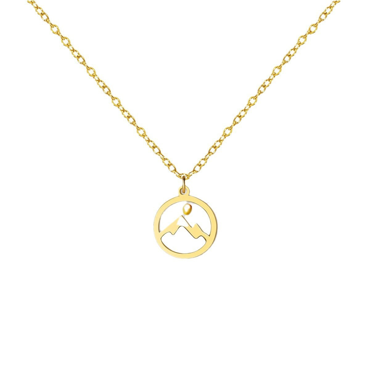 Sweet Oval Geometric Floral Stainless Steel Plated Necklace Unisex Cable Chain