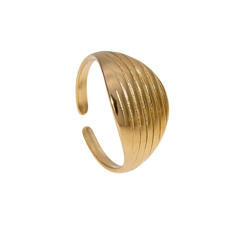 Anello Aperto Geometrico Minimalista da Donna in Acciaio Inossidabile con Placcatura in Oro 18K