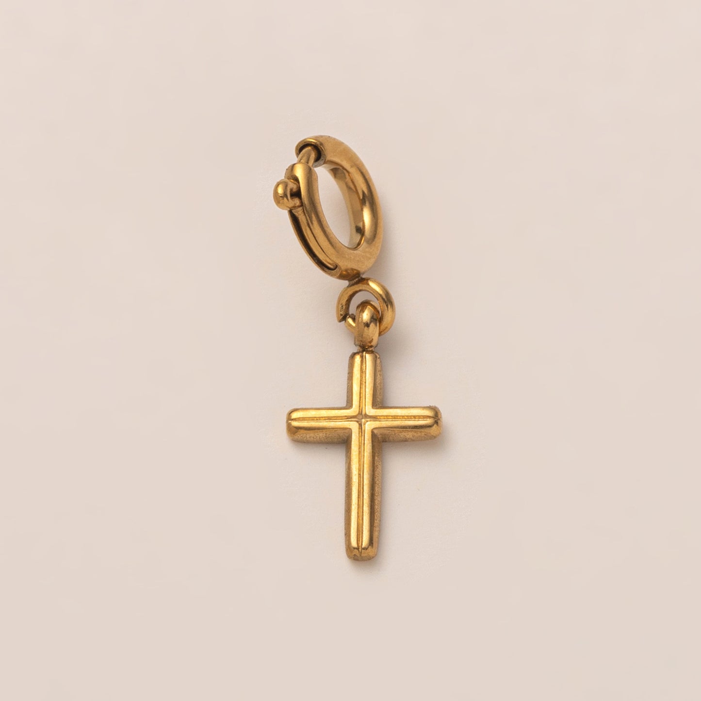 Minimalist Geometric Stainless Steel Cubic Zirconia Inlay Pendant Charm Bar 18K Gold Plated