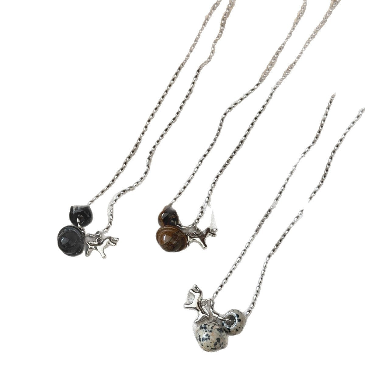 Collana con ciondolo a campana con Occhio di Tigre geometrico stile Old Money da donna, catena minimalista per maglione
