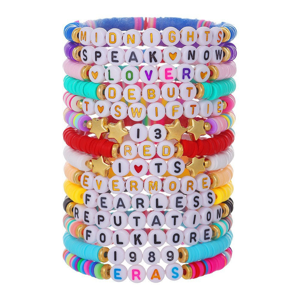 Bohemian Geometric Letter Resin Stainless Steel Brass Acrylic Bracelet Set Unisex