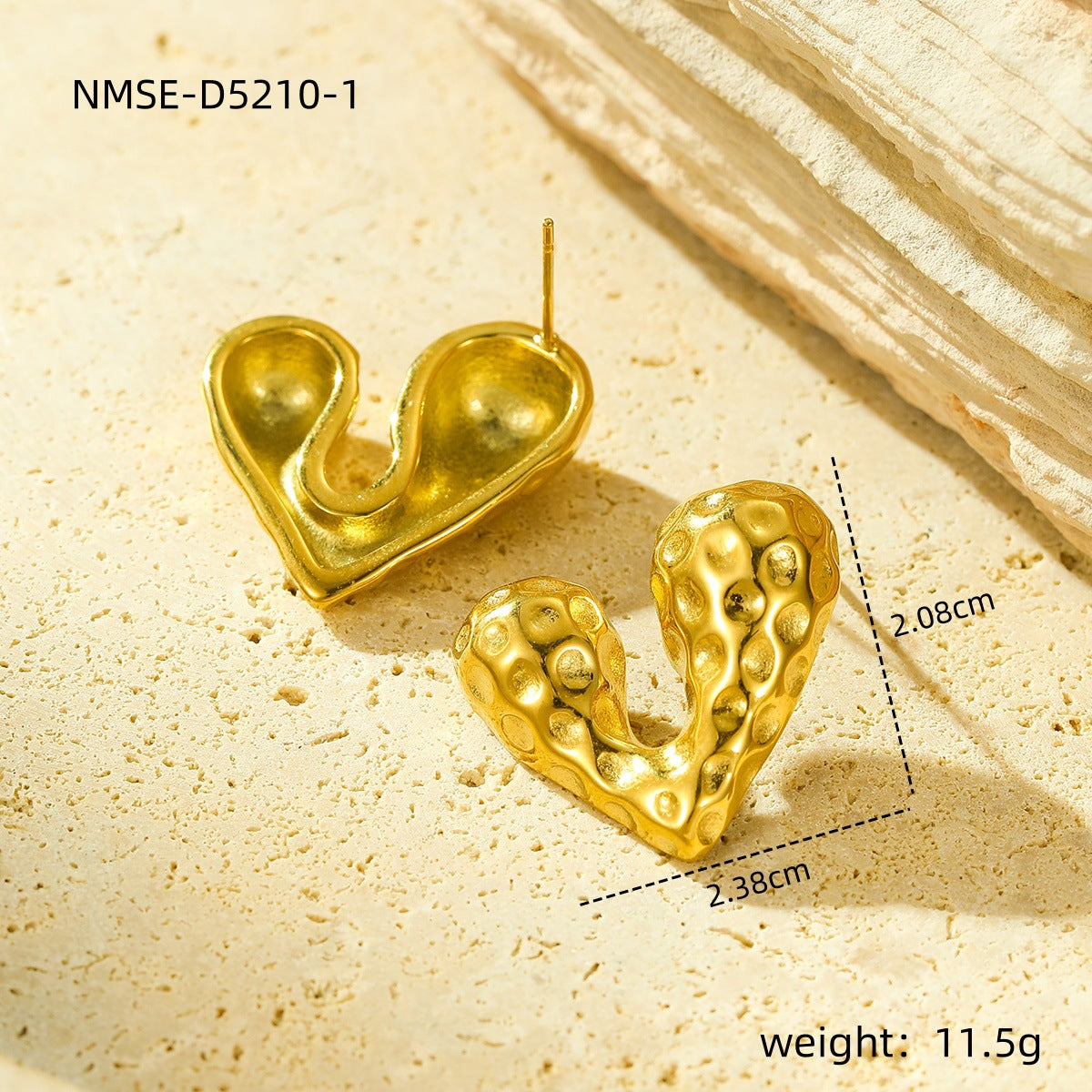 Pendientes de Corazón de Lunares Elegantes y Modernos de Acero de Titanio con Chapado en Oro de 18K para Mujer