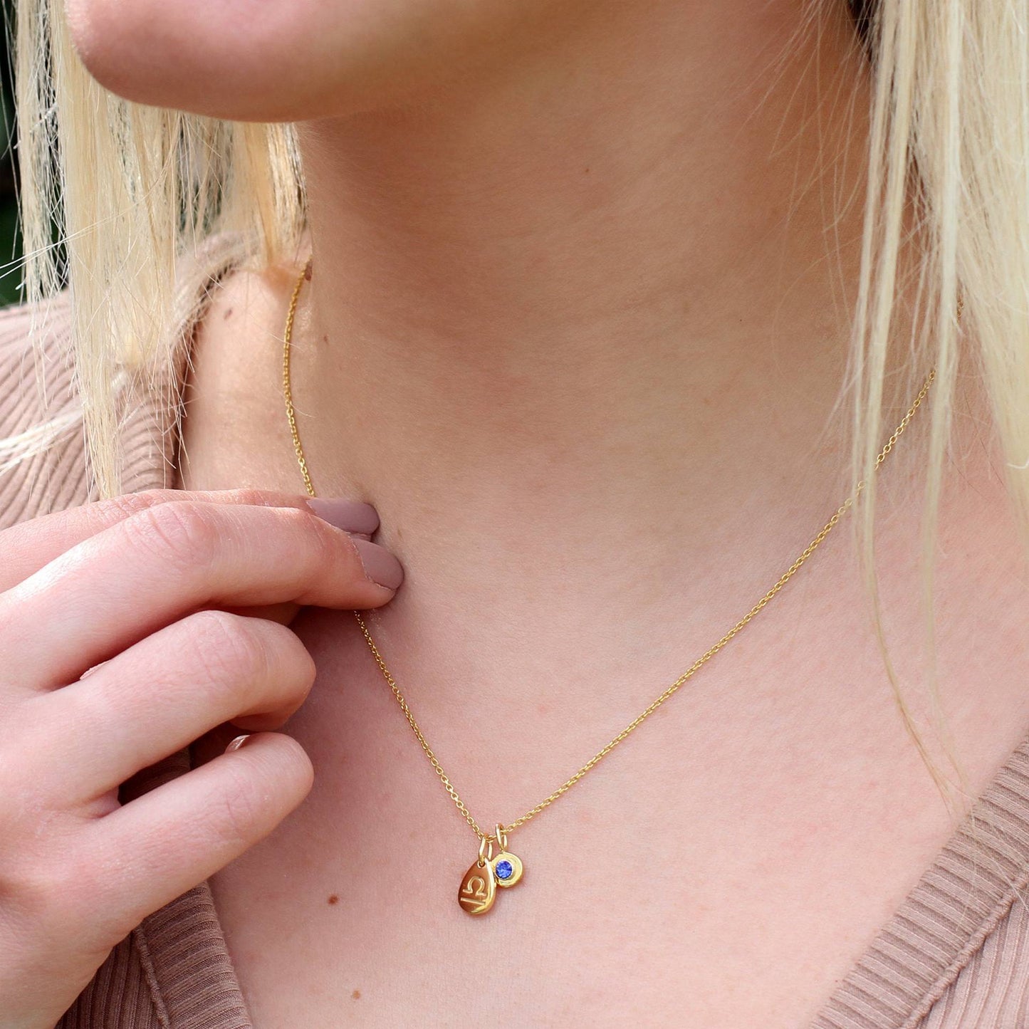 Minimalist Titanium Steel Geometric Pendant with Cubic Zirconia and Zodiac Birthstone Engraving