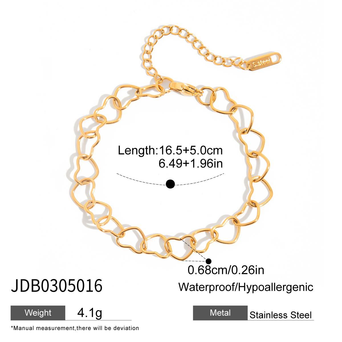 Bracciale a Cuore Minimalista in Acciaio Inossidabile Placcato con Finitura di Lusso da Donna