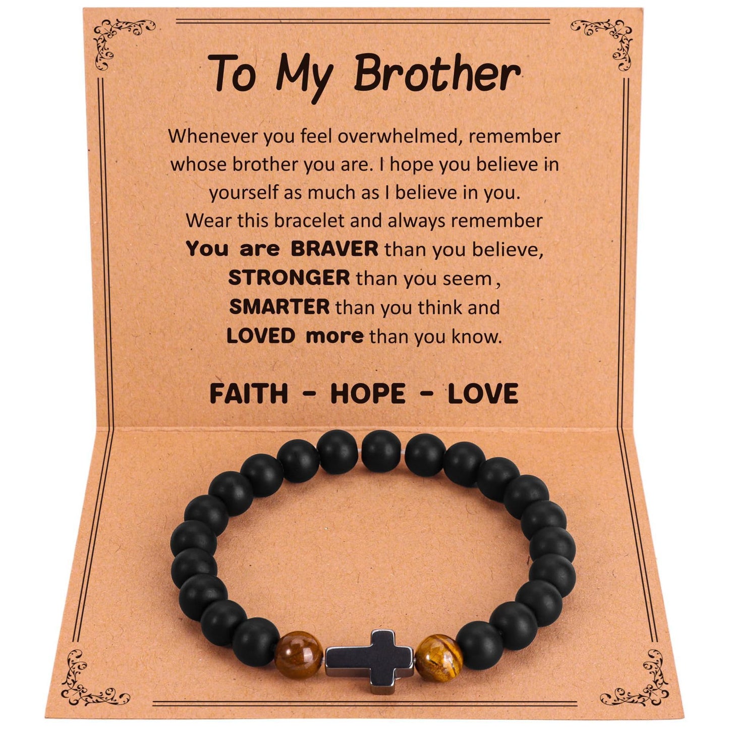 Minimalist Matte Polished Cross Beaded Bracelet for Men