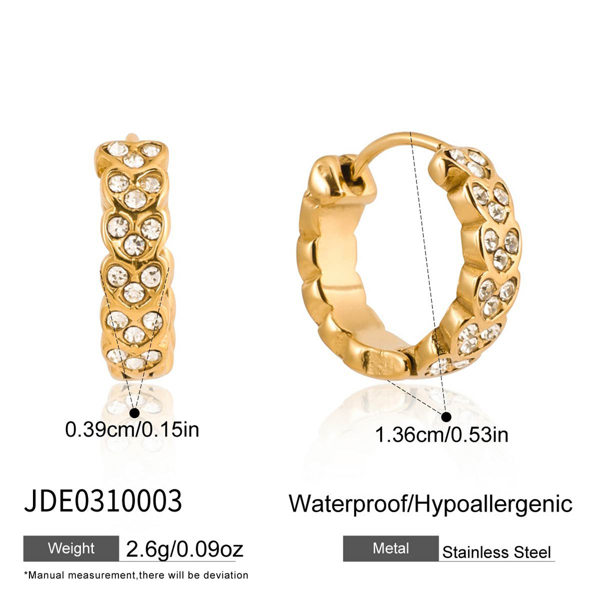 Orecchini a Cerchio Geometrici da Donna in Acciaio Inossidabile con Strass, Finitura Placcata, Aspetto Lussuoso, Gioielli di Moda Resistenti allo Sbiadimento