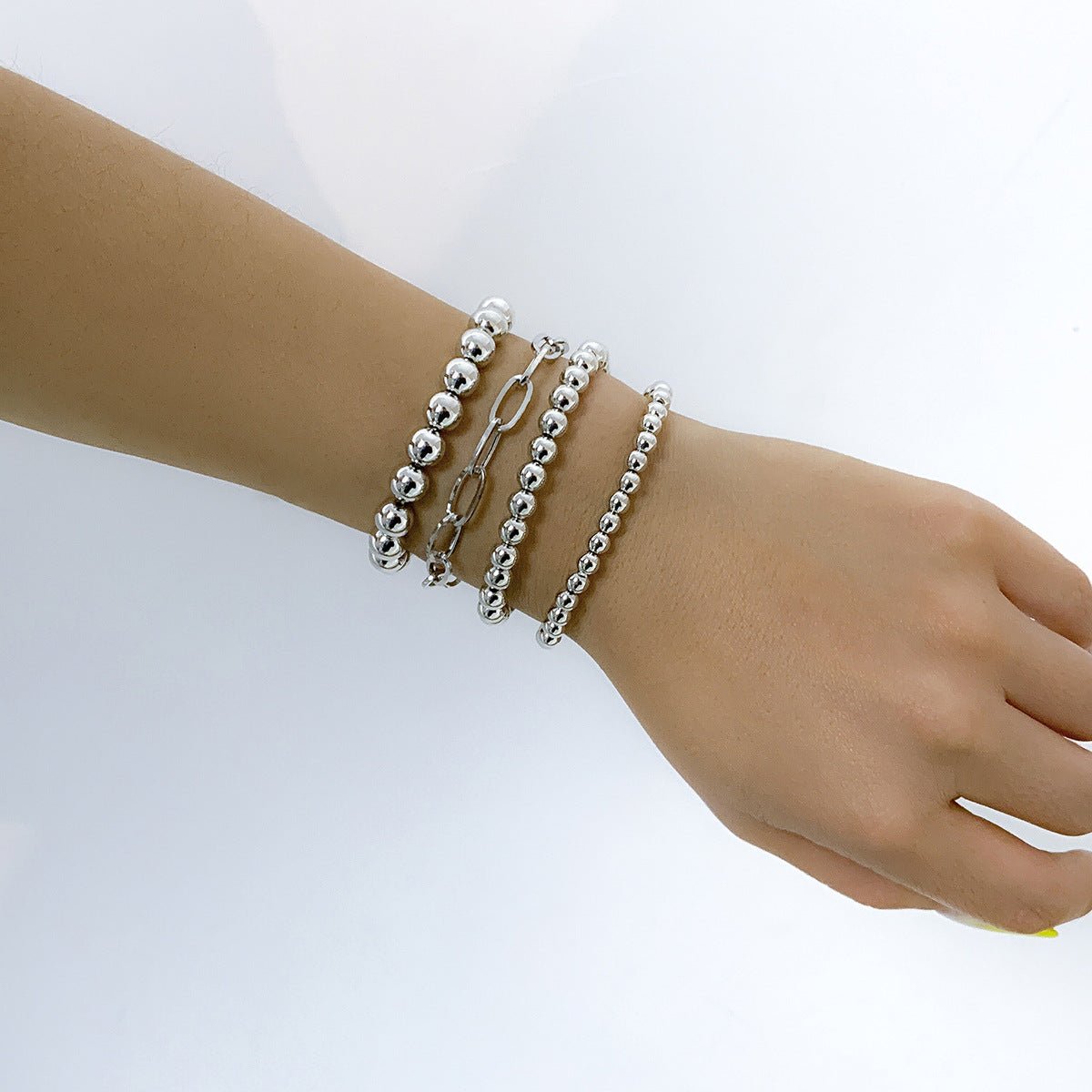 Punk Minimalist Hip-hop Geometric Hollow Cross Beaded Bracelet for Women