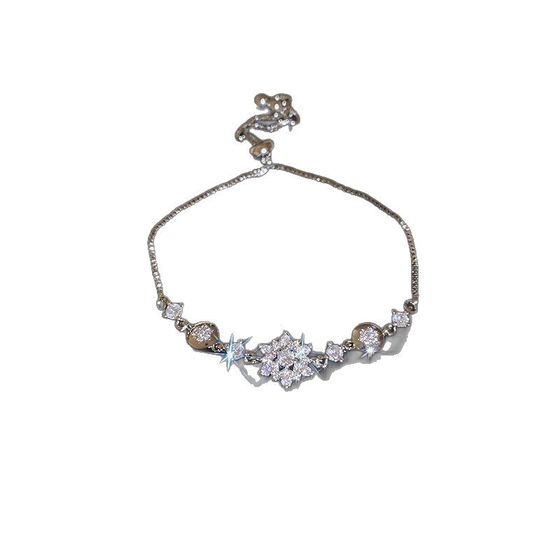 Bracciale in Rame Floreale con Zirconi di Lusso da Donna, Eleganza Minimalista Quotidiana, Gioielli per le Mani