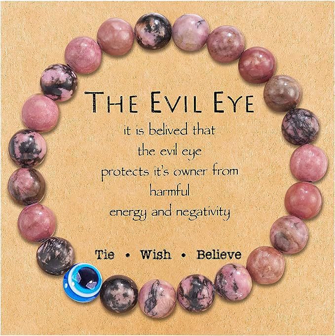 Minimalist Business Round Geometric Agate Crystal Evil Eye Bracelet Unisex Handmade Jewelry