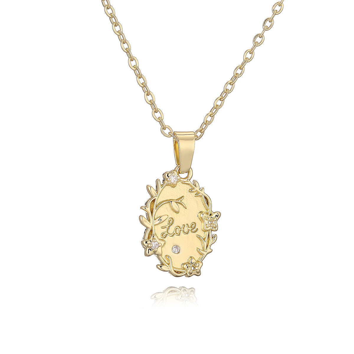 Collana Pendente LOVE Geometrica Minimalista da Donna in Rame con Placcatura in Oro Vero