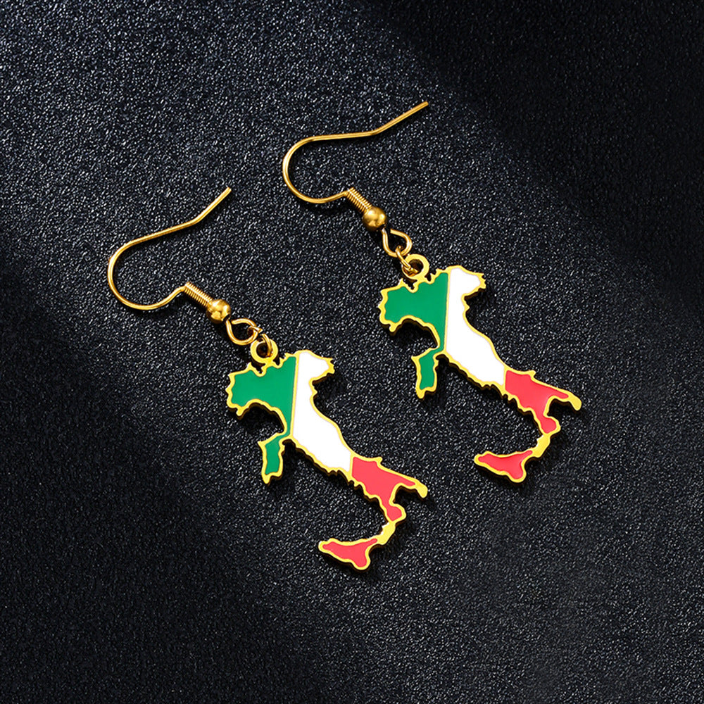 Pendientes de acero inoxidable de esmalte vintage geométricos para mujer