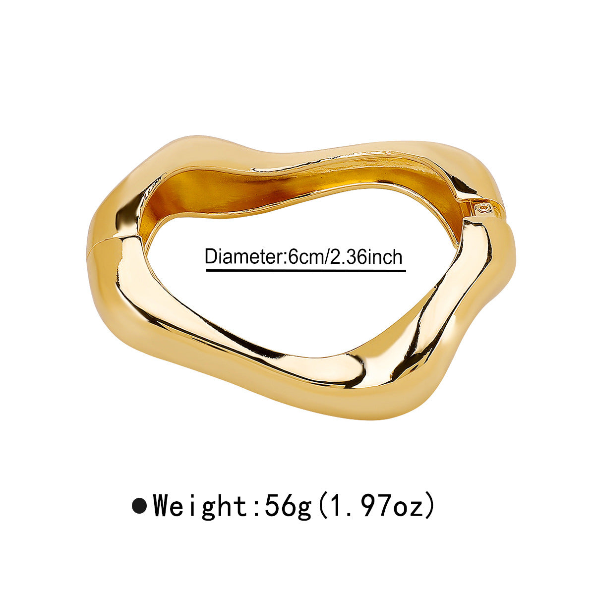 Hip Hop Style Irregular Hammered Texture Alloy Bracelet with Polished Finish