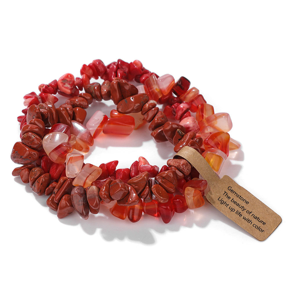 Vintage Geometric Gemstone Chip Beads Stretch Bracelet Set Unisex