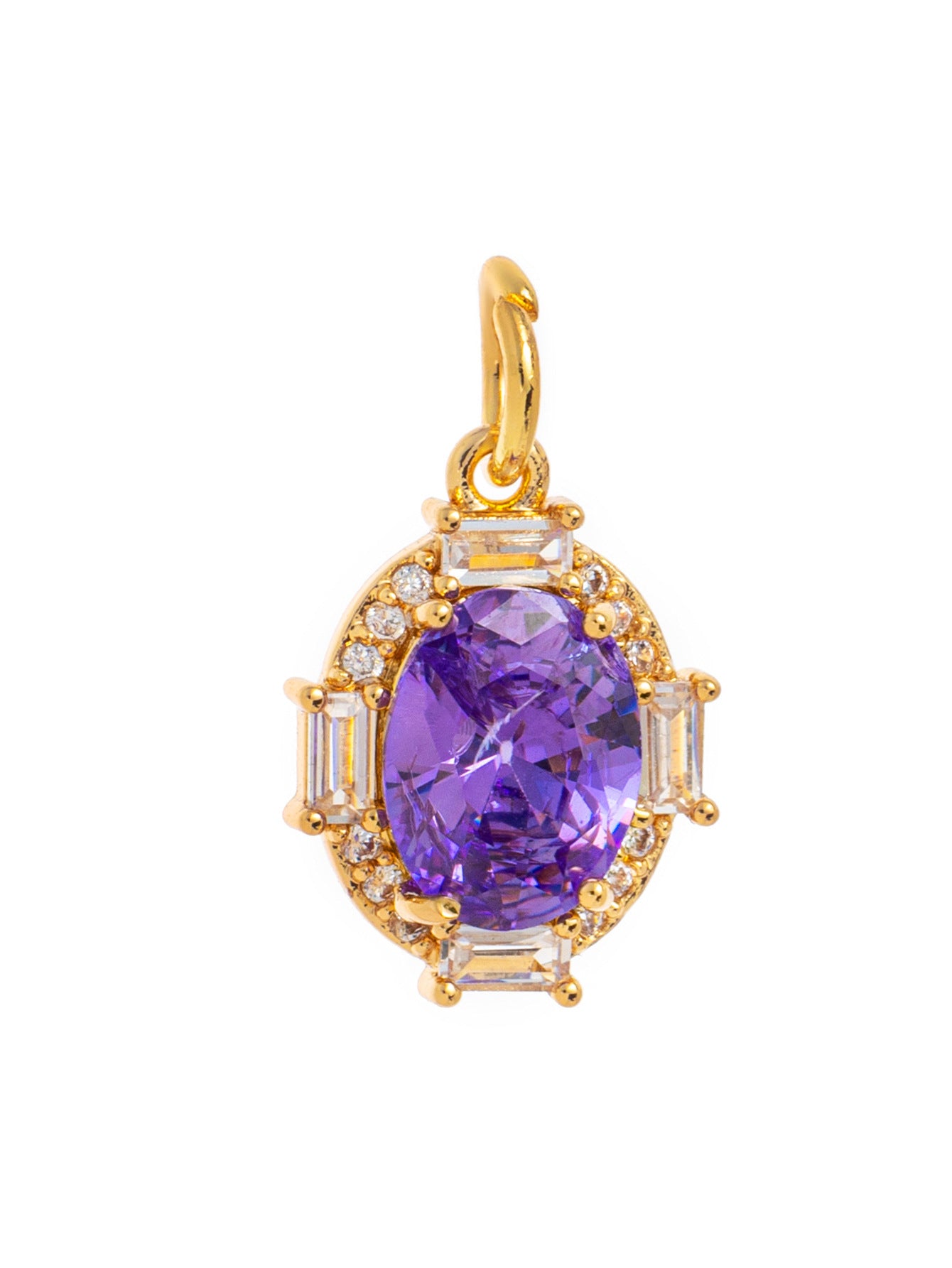 Minimalist Oval Geometric Brass Pendant with Cubic Zirconia December Birthstone for Women
