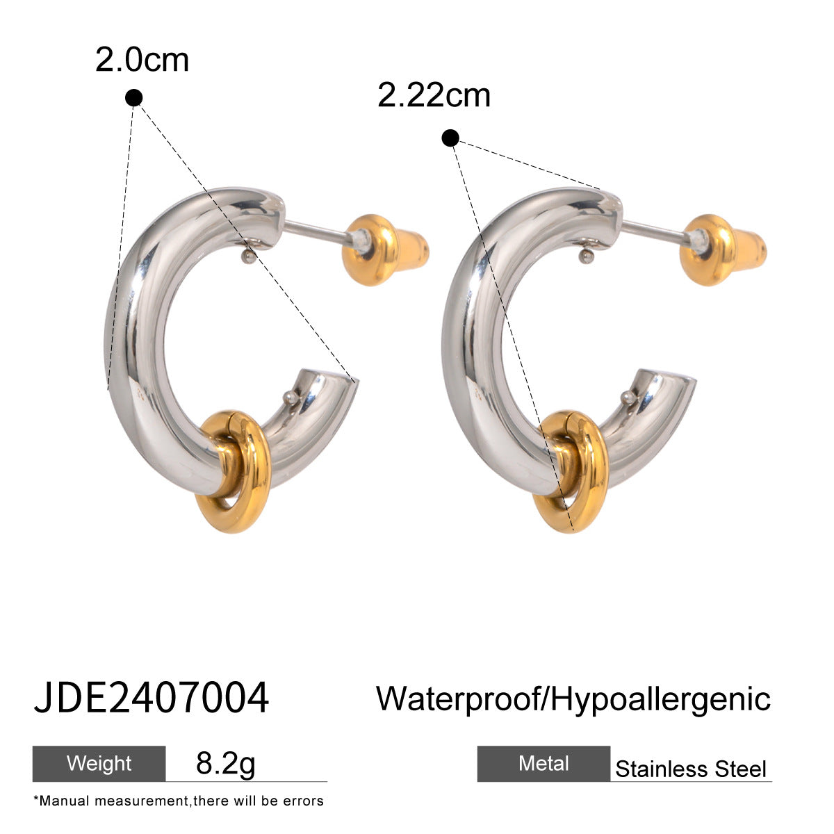 Two-Tone Round Geometric Plated Stainless Steel Earrings for Women